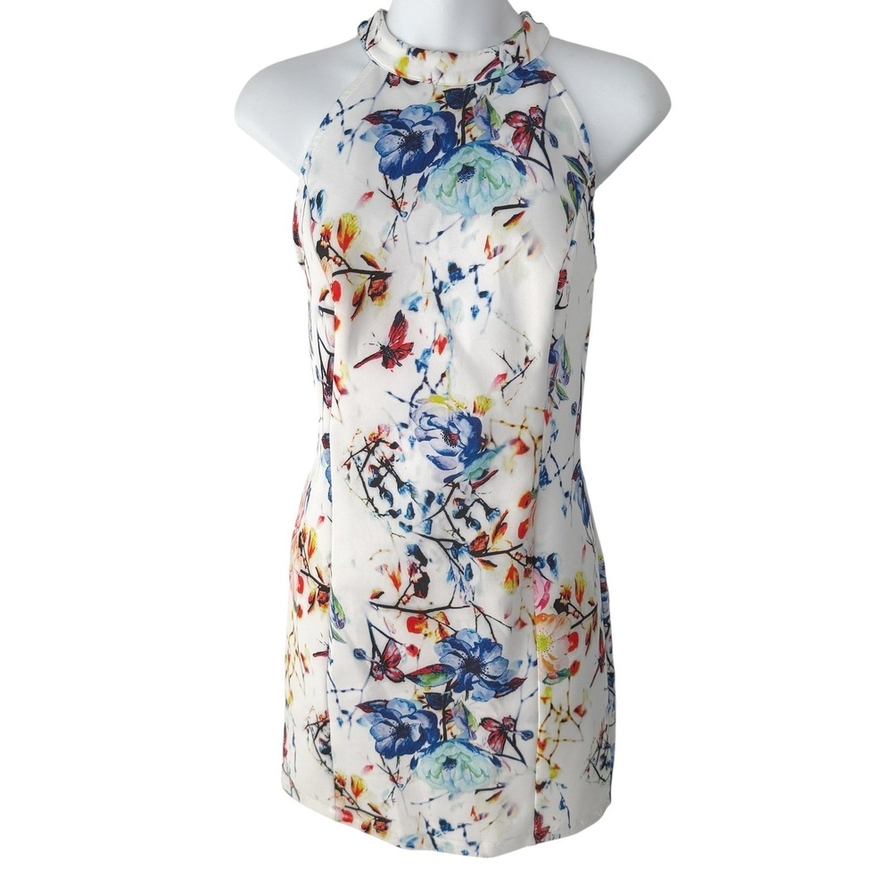 VENUS Wonens‎ Floral Halter Sheath Dress Medium Garden Party Chic Resortwear - Picture 13 of 16